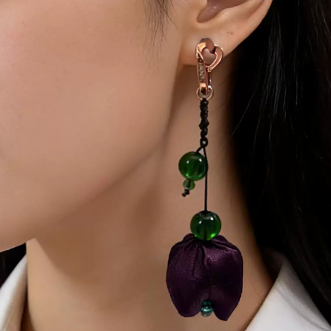 Flower Bud  Drop Earrings