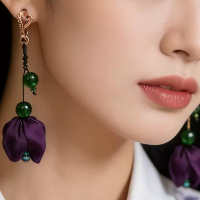Flower Bud  Drop Earrings